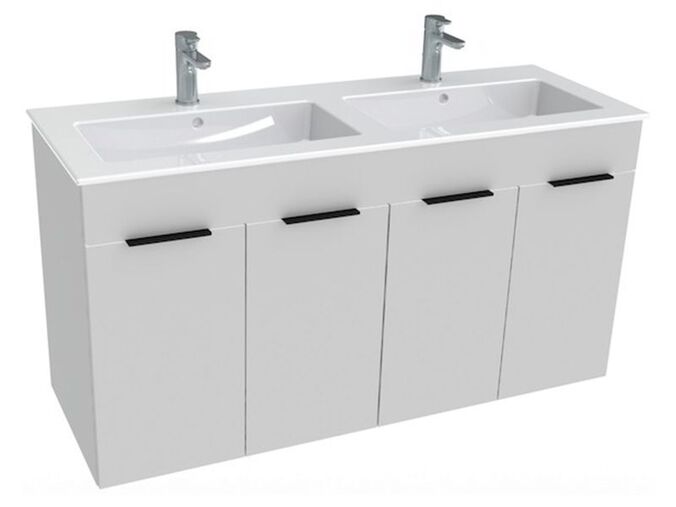 Jika Cube Skříňka s umyvadlem 120x43x62,2 cm, 4x dvířka, bílá/bílá lesk