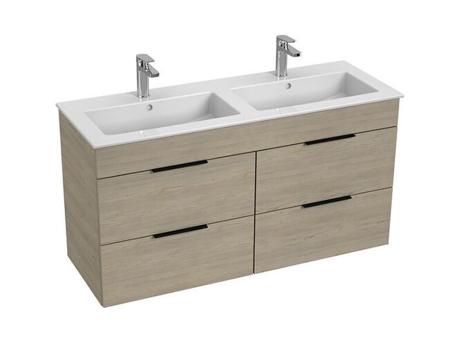 Jika Cube Skříňka s dvojumyvadlem 118x43,2x62,2 cm, 4x zásuvka, jasan