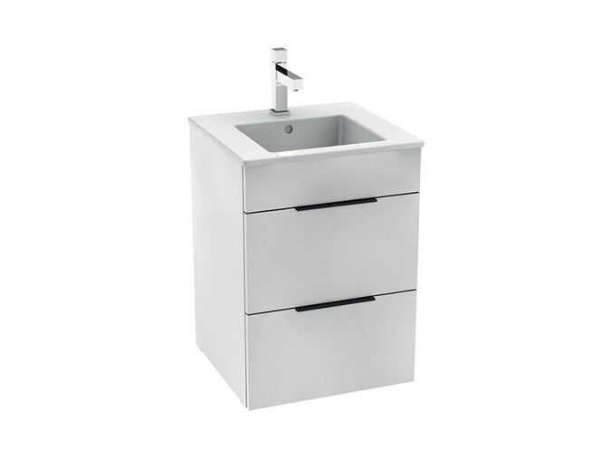 Jika Cube Skříňka s umyvadlem 45x43x62,2 cm, 2x zásuvka, bílá/ bílá lesk
