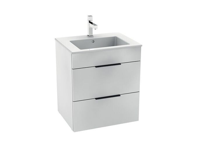 Jika Cube Skříňka s umyvadlem 55x43x62,2 cm, 2x zásuvka, bílá/bílá lesk
