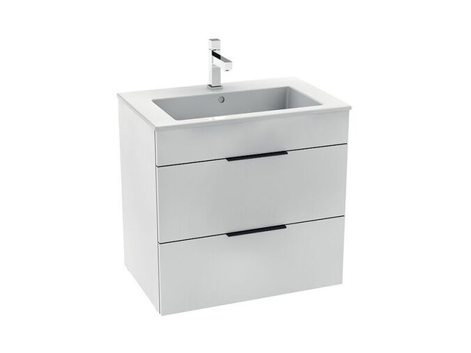Jika Cube Skříňka s umyvadlem 65x43x62,2 cm, 2x zásuvka, bílá/bílá lesk