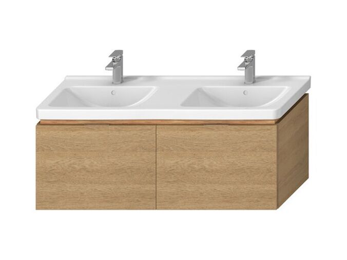 Jika Cubito Pure Skříňka pod dvojumyvadlo 128x46,7x48 cm, 2x zásuvka, dub
