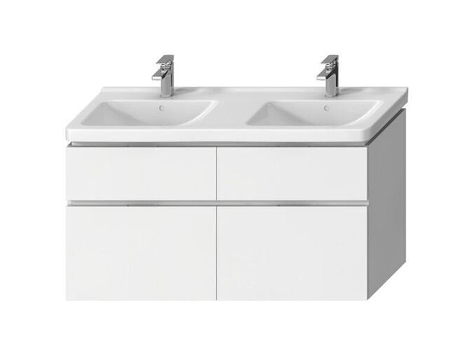 Jika Cubito Pure Skříňka pod umyvadlo 128x46,7x68,3 cm, 4x zásuvka, bílá/bílá lesk