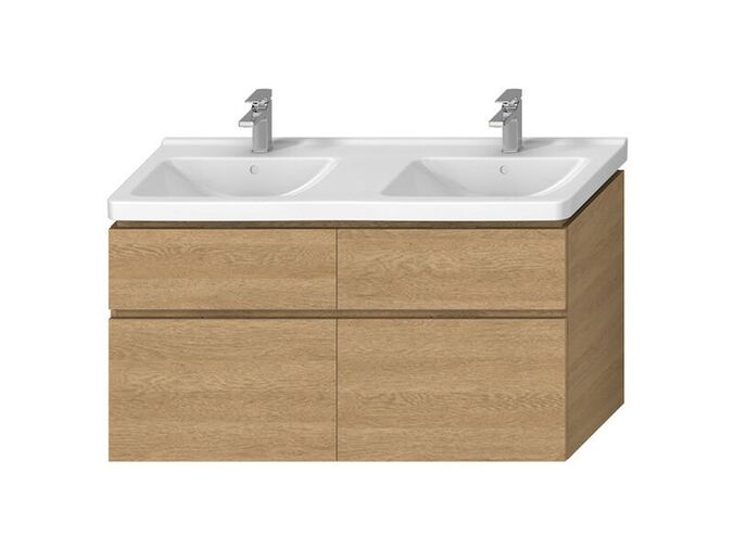Jika Cubito Pure Skříňka pod umyvadlo 128x46,7x68,3 cm, 4x zásuvka, dub