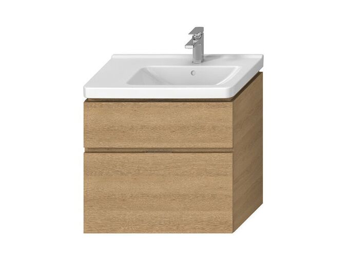 Jika Cubito Pure Skříňka pod umyvadlo 74x42,6x68,3 cm, 2x zásuvka, výřez vpravo, dub
