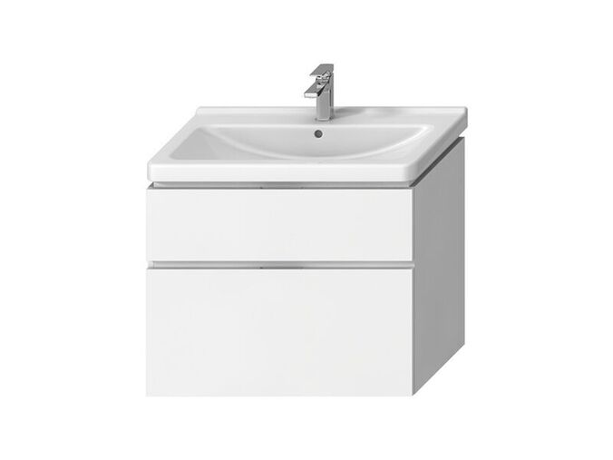 Jika Cubito Pure Skříňka pod umyvadlo 84x46,7x68,3 cm, 2x zásuvka, bílá/bílá lesk