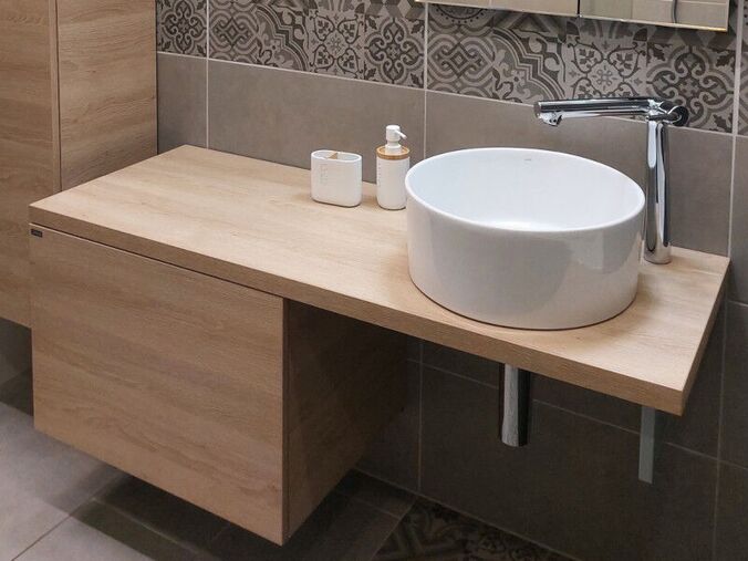 Výprodej vzorku - Jika Cubito Pure sestava koupelnového nábytku, š. 128 cm, dub