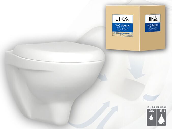 Jika Enigma Wc závěsné, 54x37 cm, uzavřený kruh, se sedátkem, bílá