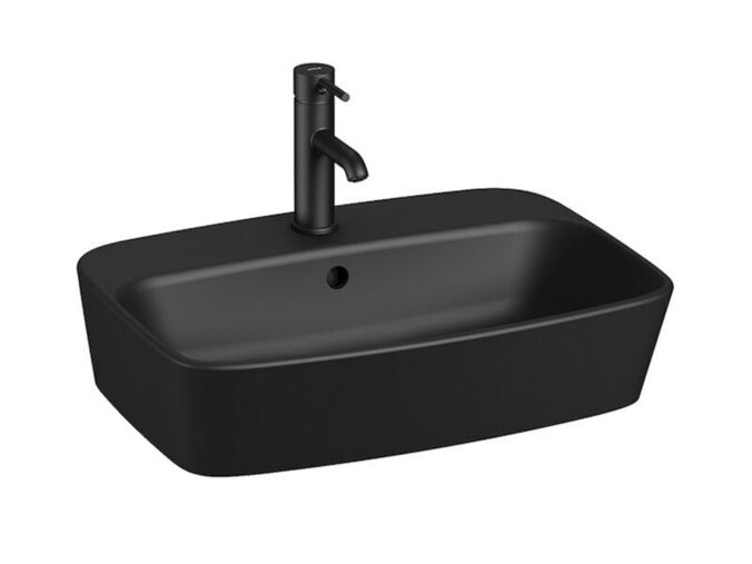 Jika Lyra Plus Umyvadlová mísa 55x40 cm, otvor pro baterii, s přepadem, černá mat
