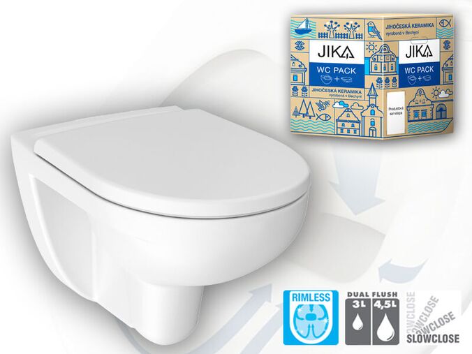 Jika Lyra Plus Závěsné WC Rimless 53x36 cm, sedátko SlowClose, bílá