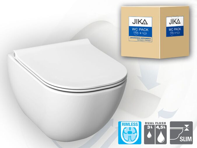 Jika Mio Závěsné WC se sedátkem, kapotovaný, Rimless, bílá