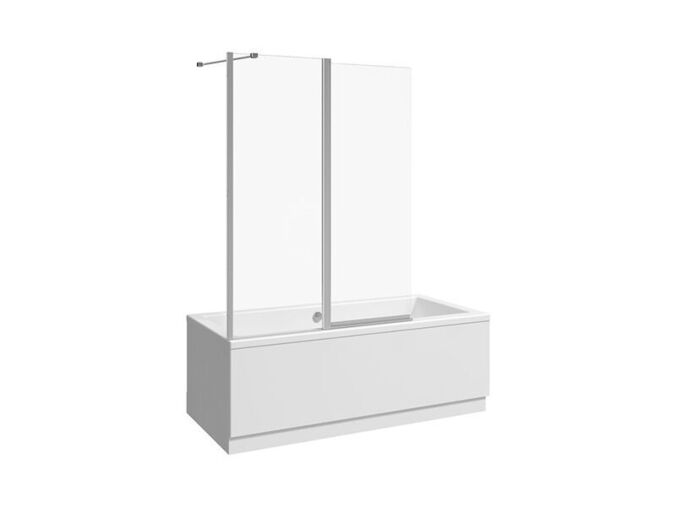 Jika Nion Vanová zástěna 115-116x150 cm, dvojdílná, levá/pravá, Perla Glass, dekor transparent, stříbrná lesk