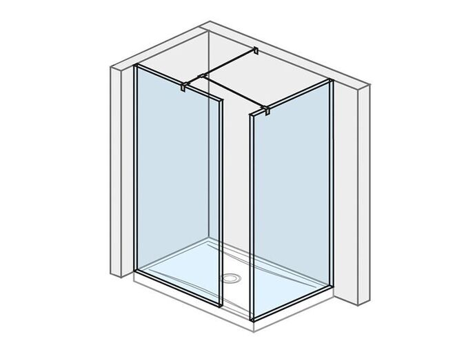 Jika Cubito Pure Walk in do rohu 79,5×80cm pro vaničku 140×80cm vč. dvou bočních profilů a vzpěry, perla GLASS