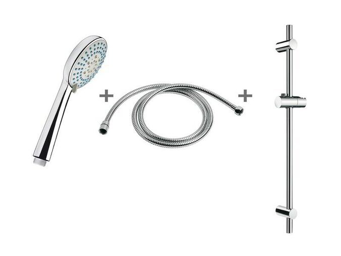 Jika Rio Sprchová sada s ruční Sprchou, průměr 10 cm, 3 proudy/hadice 170 cm/nástěnná tyč, chrom