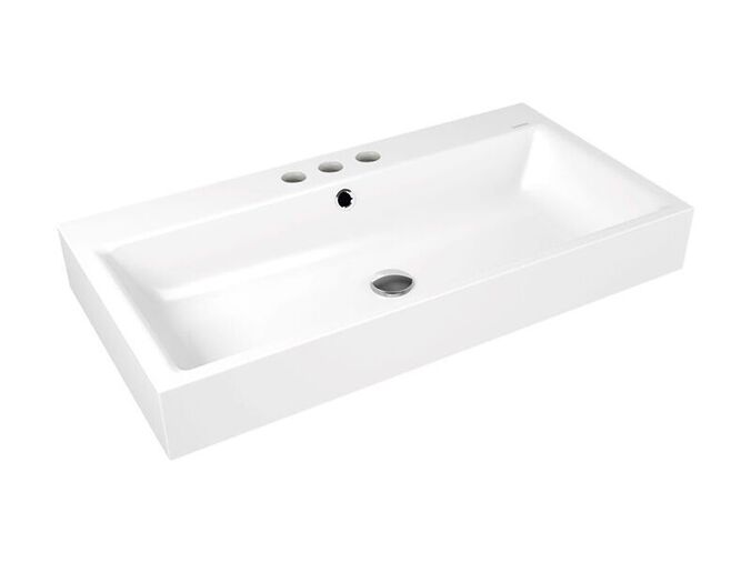 Kaldewei Puro 3165 umyvadlo na stěnu, s přepadem, 90x46x12 cm, 3 otvory pro baterii, Perl-Effekt, bílá