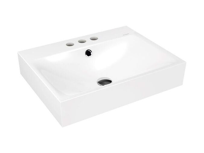 Kaldewei Silenio 3044 umyvadlo na stěnu, s přepadem, 60x46x12 cm, 3 otvory pro baterii, Perl-Effekt, bílá
