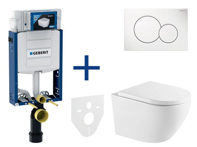 Geberit + kielle - Set předstěnové instalace, klozetu Oudee a sedátka softclose, tlačítko Sigma01, alpská bílá SANI15CA3100