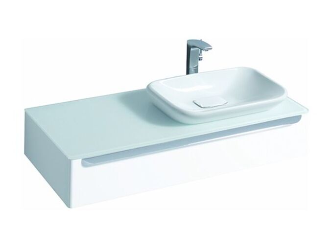 Keramag MyDay závěsná skříňka pod umyvadlo s LED osvětlením 115x20x52 cm, otvor vpravo, bílá mat