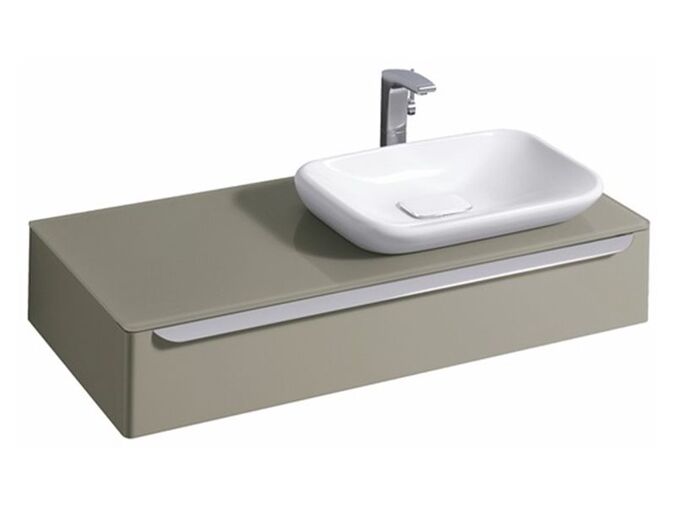 Keramag MyDay závěsná skříňka pod umyvadlo s LED osvětlením 115x20x52 cm, otvor vpravo, šedobéžová mat