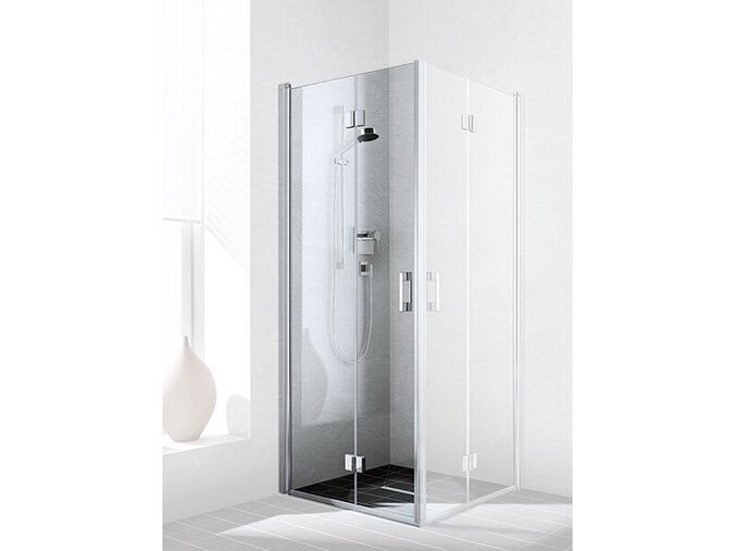 Kermi Liga rohový vstup 100x200 cm, levý, Clean, sklo čiré, stříbrná lesk