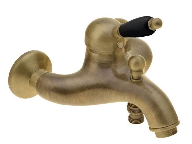 Sapho KIRKÉ BLACK nástěnná vanová baterie, černá páčka, bronz