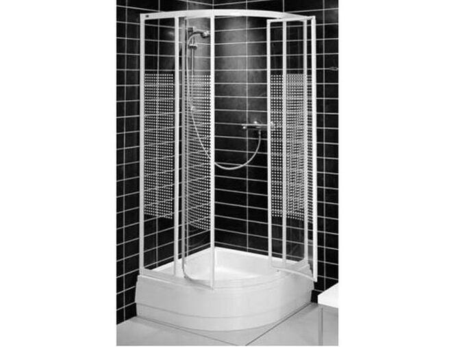 Kolo ATUT čtvrtkruhový kout 900 x 900 mm/1850 mm, křídlové dveře, otvírané ven, sklo kvadrat, profil bílá