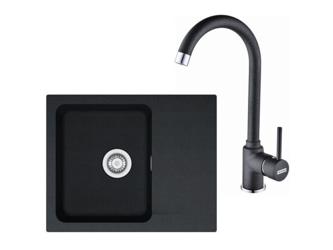Franke Sety kuchyňský set T29, tectonitový dřez OID 611-62 černý + baterie FP 9000, onyx, černá