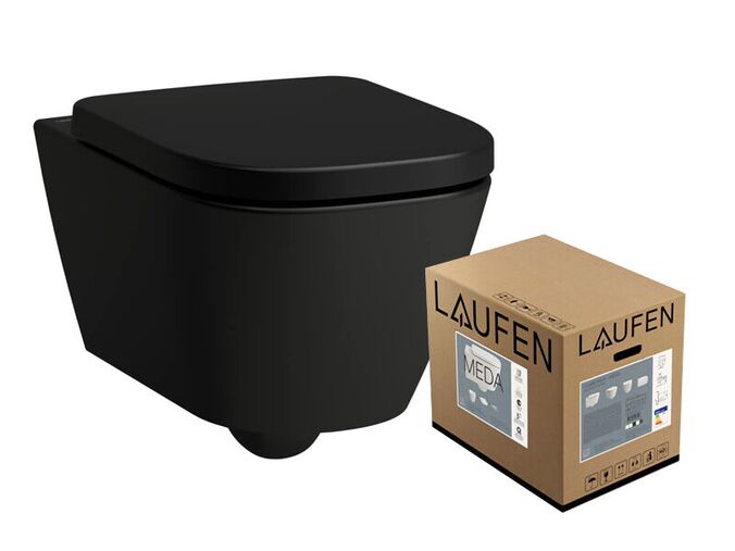 Laufen Meda Závěsné WC 54x36 včetně sedátka SoftClose, Rimless, černá mat
