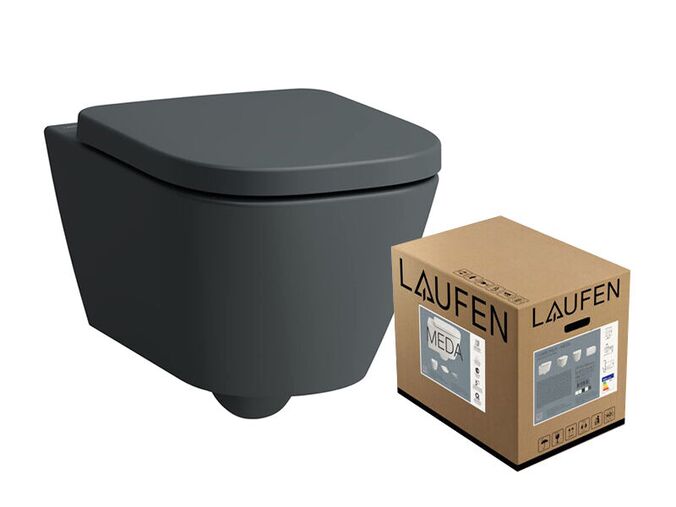 Laufen Meda Závěsné WC 54x36 včetně sedátka SoftClose, Rimless, grafit mat