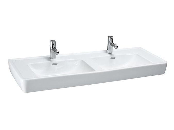 Laufen Pro A dvojumyvadlo na skříňku 130x48 cm, s otvorem pro baterii, s přepadem, bílá