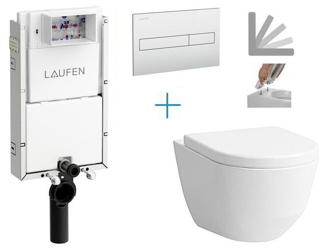 Laufen Laufen TW1 - sada pro závěsné WC H8946630000001 FU + rimless klozet a sedátko Laufen Pro + tlačítko Dual Flush, chrom mat
