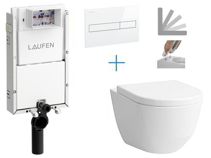 Laufen Laufen TW1 - sada pro závěsné WC H8946630000001 FU + rimless klozet a sedátko Laufen Pro + tlačítko Dual Flush, bílá