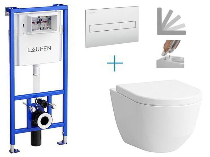 Laufen Laufen CW1 - sada pro závěsné WC H8946600000001 FU + rimless klozet a sedátko Laufen Pro + tlačítko Dual Flush, chrom mat