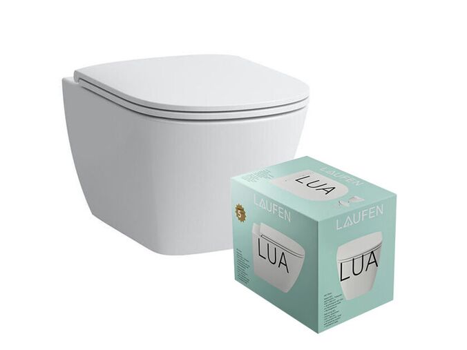 Laufen Lua závěsné WC rimless pack 52x36x34,5 cm, sedátko s poklopem, SoftClose, bílá