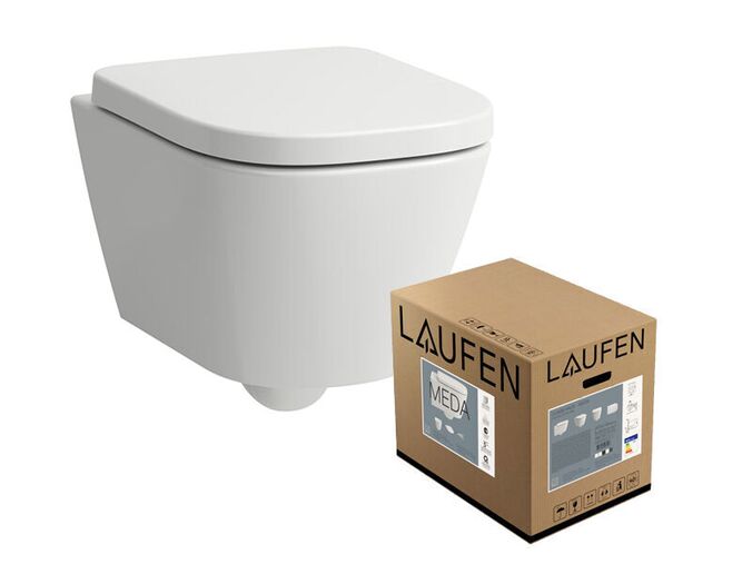 Laufen Meda Závěsné WC Compact 49x36 včetně sedátka SoftClose, Rimless, bílá