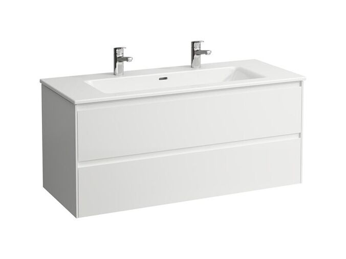 Laufen Pro X Umyvadlo Slim se skříňkou 120x50 cm, 2x otvor pro baterii, 2x zásuvka, bílá mat