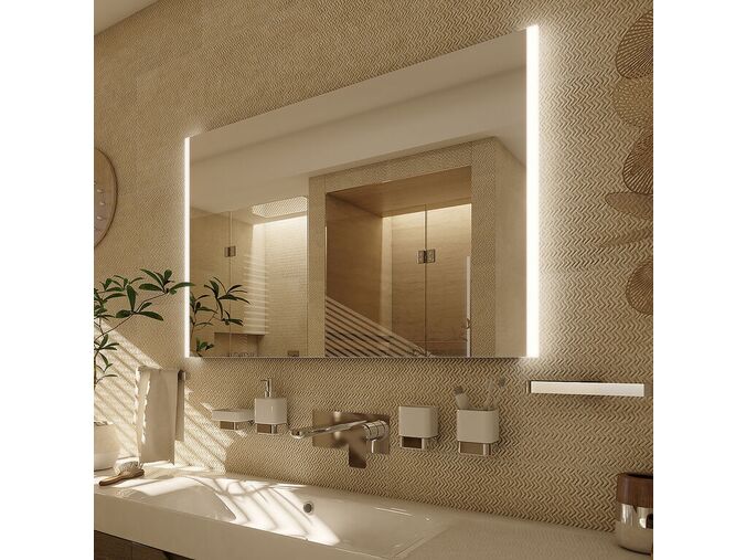Nimco Zrcadla zrcadlo hranaté s LED osvětlením 100x70 cm, hliníkový rám