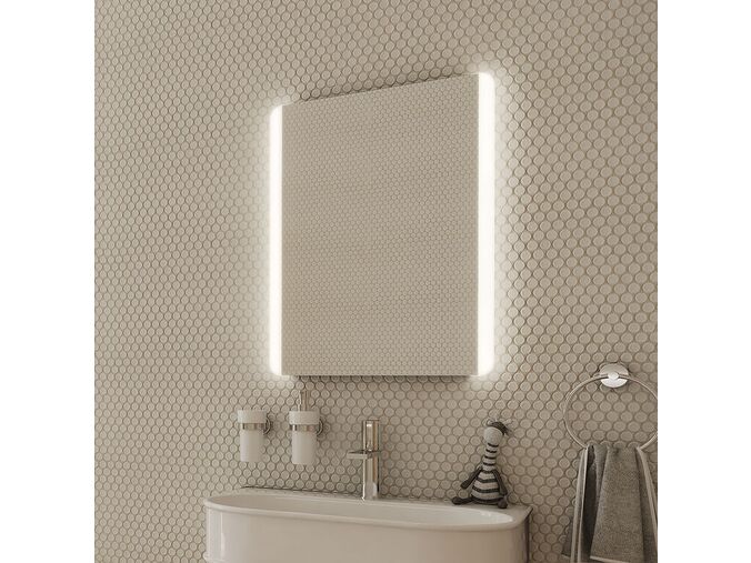 Nimco Zrcadla zrcadlo zaoblené s LED osvětlením 50x70 cm, hliníkový rám