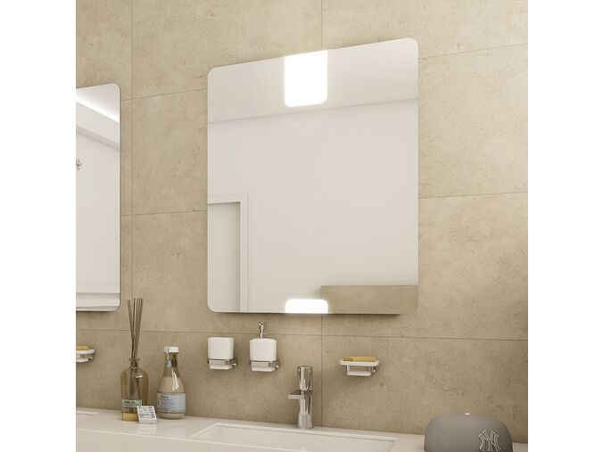 Nimco Zrcadla zrcadlo zaoblené s LED osvětlením 60x80 cm, hliníkový rám