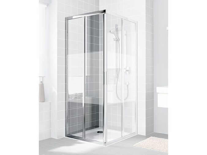 Kermi Cada XS rohový vstup dvoudílný 87,5-90x200 cm, levá, CadaClean, sklo serigrafie, stříbrná lesk