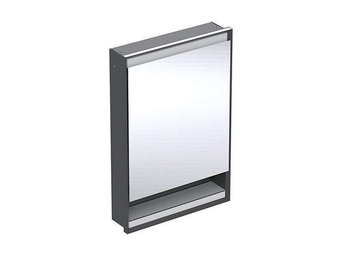 Geberit ONE zrcadlová skříňka pod omítku, s nikou, ComfortLight, 1x dvířka, závěsy vlevo, 60x90x15 cm, hliník/černá mat
