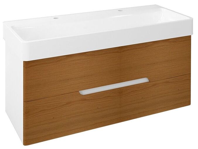Sapho MEDIENA umyvadlová skříňka 117x51x48,5cm, bílá mat/dub natural