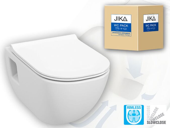 Jika Mio Závěsné WC se sedátkem SlowClose, Rimless, bílá