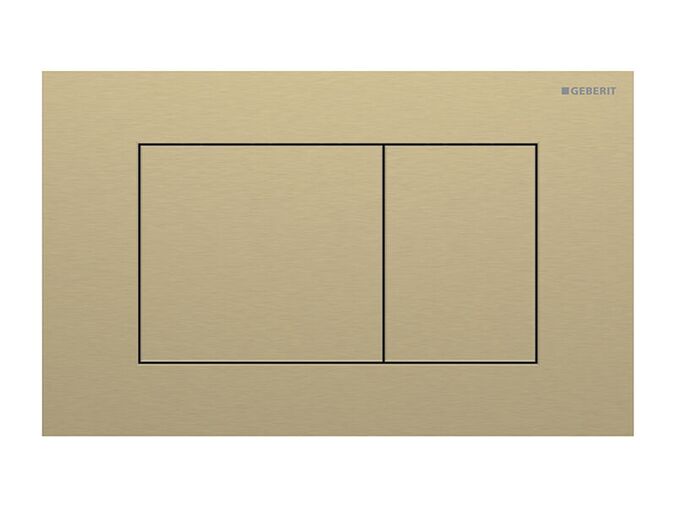 Geberit Sigma40 Square ovládací tlačítko, pro 2 množství splachování, mosazná barva kartáčovaná, easy-to-clean
