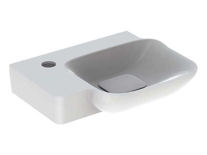 Geberit myDay umývátko 40x28 cm, s otvorem pro baterii vlevo, bez přepadu, KeraTect, bílá