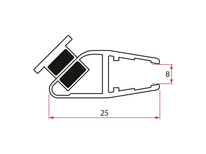 Gelco Set magnetických těsnění 45°pro sklo 8mm a profil , 2000mm