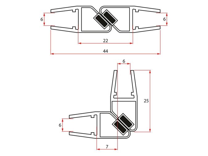 Gelco Set magnetických těsnění pro sklo 6/6mm, 1900mm