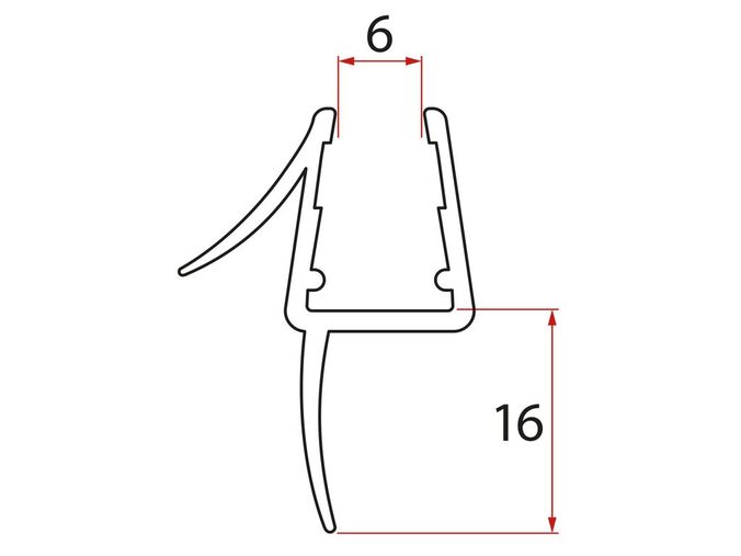 Gelco Spodní těsnění na dveře, sklo 6mm, 1000mm