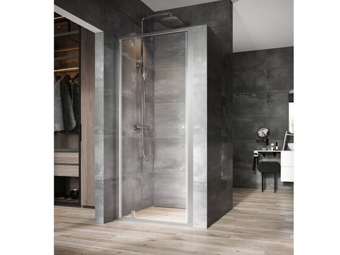 Ravak Nexty Sprchové dveře NDOP1, 87,7-92,7x195 cm, satin, sklo transparent