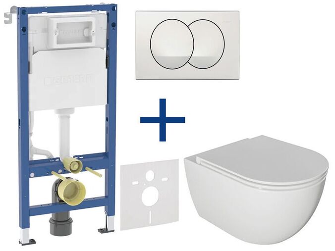 Geberit + kielle - Set předstěnové instalace, klozetu Oudee a sedátka softclose, tlačítko Delta, bílá